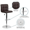 thumbnail image 2 of Contemporary Brown Quilted Vinyl Adjustable Height Barstool with Chrome Base, 2 of 9