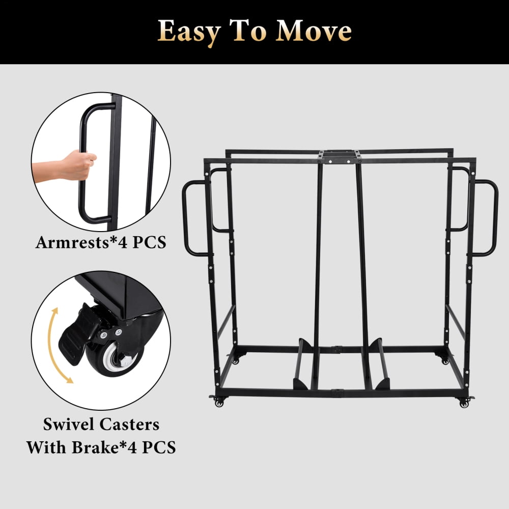 Folding Table Cart, Heavy Duty Table Dolly Swivel Wheels, Drywall Dolly Cart w/ 500 LBS & 32-40 Table Capacity for Party Events, Hotel, Factory, Warehouse