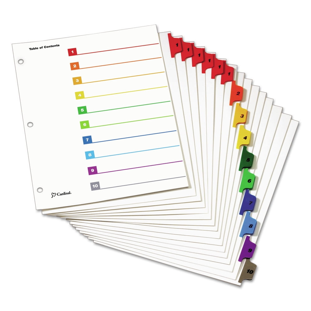 Cardinal Traditional OneStep Index System, 10-Tab, 1-10, Letter, Multicolor, 6 Sets