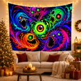 thumbnail image 3 of Neon Abstract Face Pattern Tapestry, 3 of 7