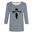 thumbnail image 4 of nerohusy Cute Easter Tops for Women 3/4 Sleeves,Easter Shirts for Women Christian Religious Cross Graphic Tee Tops Fashion 3/4 Sleeve Tunic Tshirt Spring Crewneck Blouses, 4 of 4