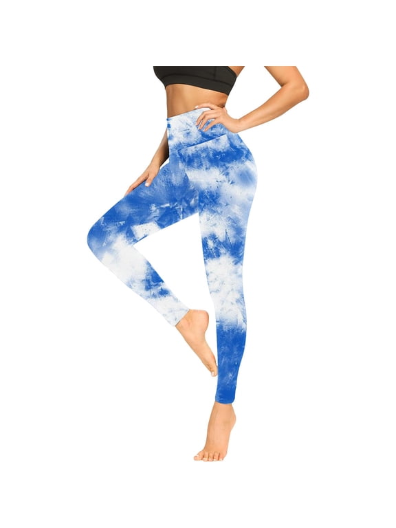 Womens Active Ice Blue Yoga Leggings, High Waist Stretch Fitness Pants for Gym and Training, S-2XL