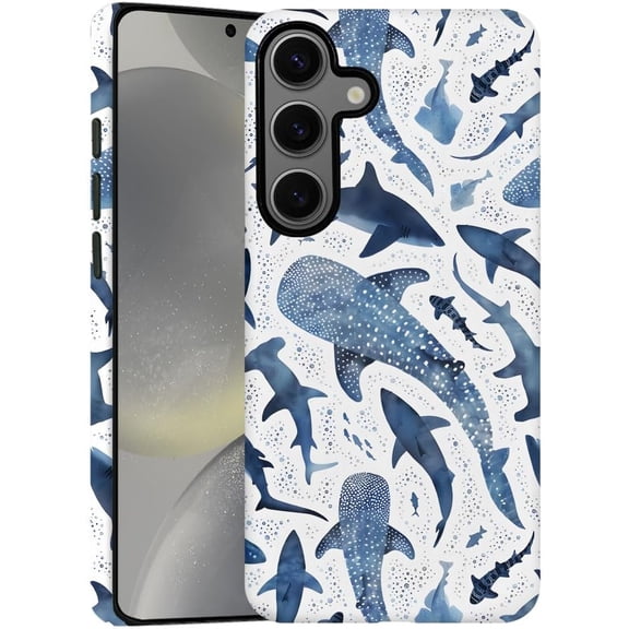 Case for Samsung Galaxy S24, Whale Shark Blue Phone Case Military-Grade Drop Protection Cover for Women Girl - Frosted
