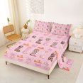 thumbnail image 2 of jejeloiu Chic Cow Cowboy Boot Full Size Sheets Kids,Pink Cute Bow Bed Sheets For Girls,4-Piece, 2 of 6