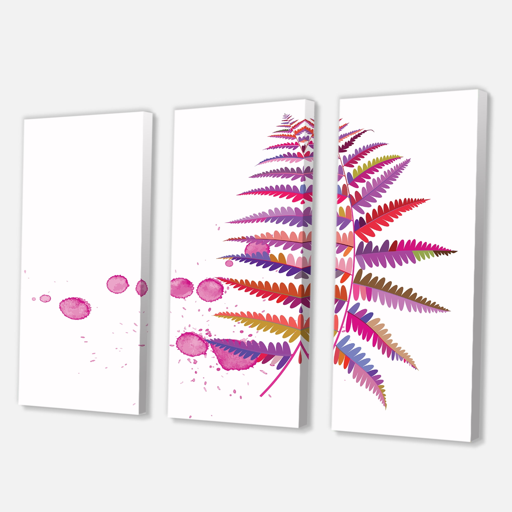 Designart ' Purple Fern With Purple Splash ' Farmhouse Canvas Wall Art Print