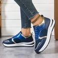 thumbnail image 2 of Tennis Shoes Womens Lace up Splice Leather Fashion Sneakers Comfortable Nonslip Casual Running Athletic Shoes Blue Size 9.5, 2 of 9