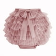thumbnail image 2 of Fall Saving! HVOBTTY Toddler Tiered Mini Skirts, Kid's Pleated Short Skirts, Kids Girls Casual Solid Color Elastic Waist Mesh Bow Skirt Versatile Tiered Puff Skirts Pink, 2 Years, 2 of 3