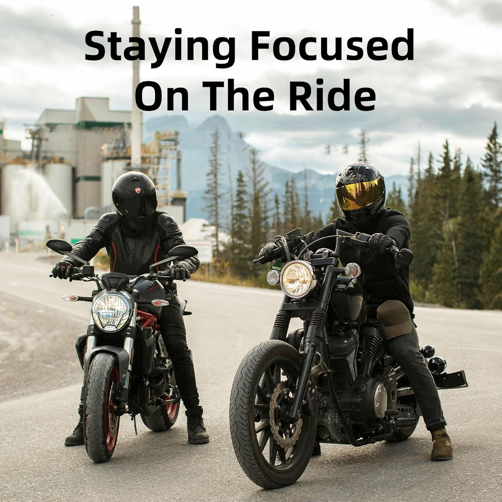 Motorcycle Bluetooth Headset, Waterproof Wireless Motorbike Intercom Headset with CVC Noise Cancellation Stereo, Bluetooth Motorcycle Helmet Headset for Full face Helmet, Black