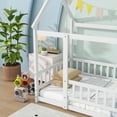 thumbnail image 2 of Twin Size House Floor Bed Frame,Wooden Montessori Floor Bed with Fence , White, 2 of 7