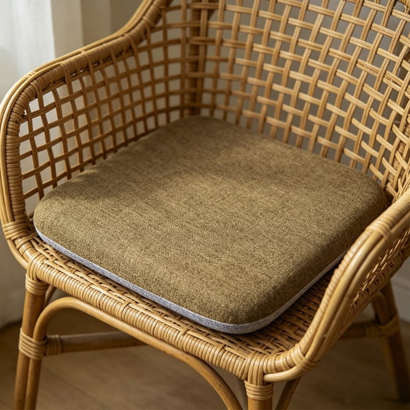 Chair Cushions for Dining Chairs, Non Slip Seat Cushion with Breathable Linen Fabric, Washable Square Chair Pad for Kitchen, Office, and Indoor Use