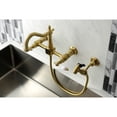 thumbnail image 2 of Kingston Brass KS1267PLBS Heritage Wall Mount Bridge Kitchen Faucet with Brass Sprayer, Brushed Brass, 2 of 5