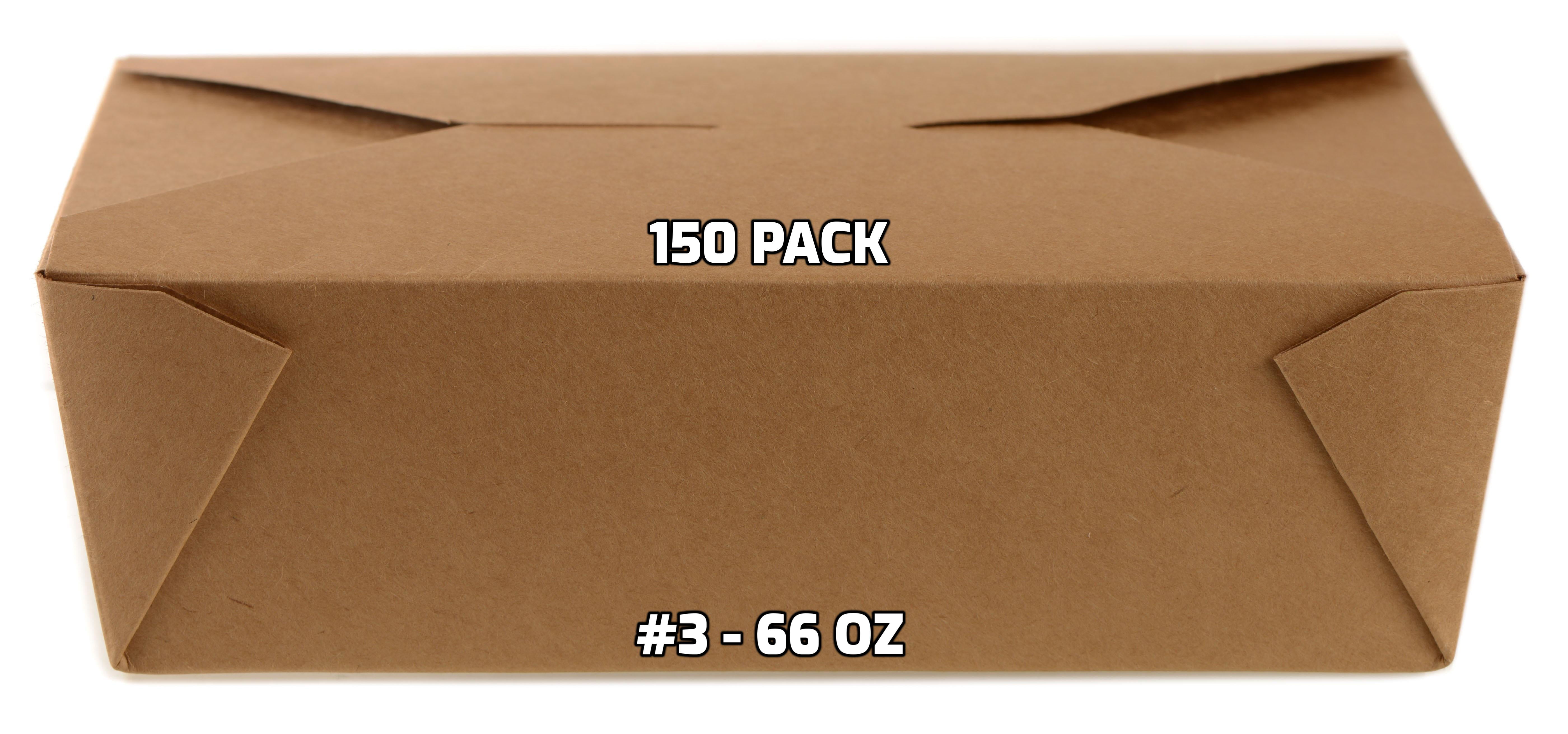 [100 PACK] Take Out Food Containers 66 oz Kraft Brown Paper Take Out Boxes  Microwaveable Leak and Grease Resistant Food Containers To Go Containers  for Restaurant, Catering Recyclable Lunch Box #3