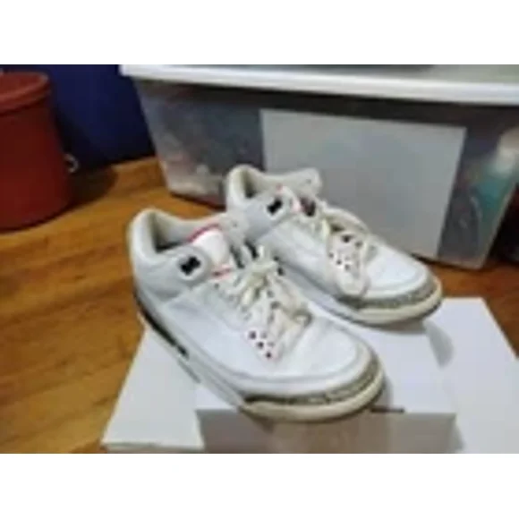 Nike Air Jordan 3 Retro White Cement 136064-105 White Black Red size 8(EVAP)