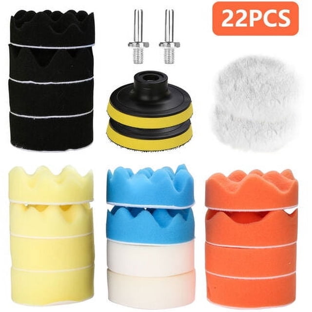Esponja para pulir Esponjas para pulir Punta de pulido Juego de almohadillas para pulir Taladro 22 piezas para coche - Negro