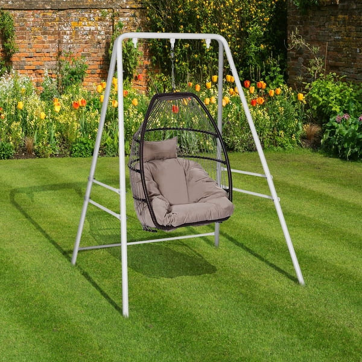 133*137*180cm Wrought Iron Four-Legged Standing 200kg Three Rings Hanging Chair Frame White