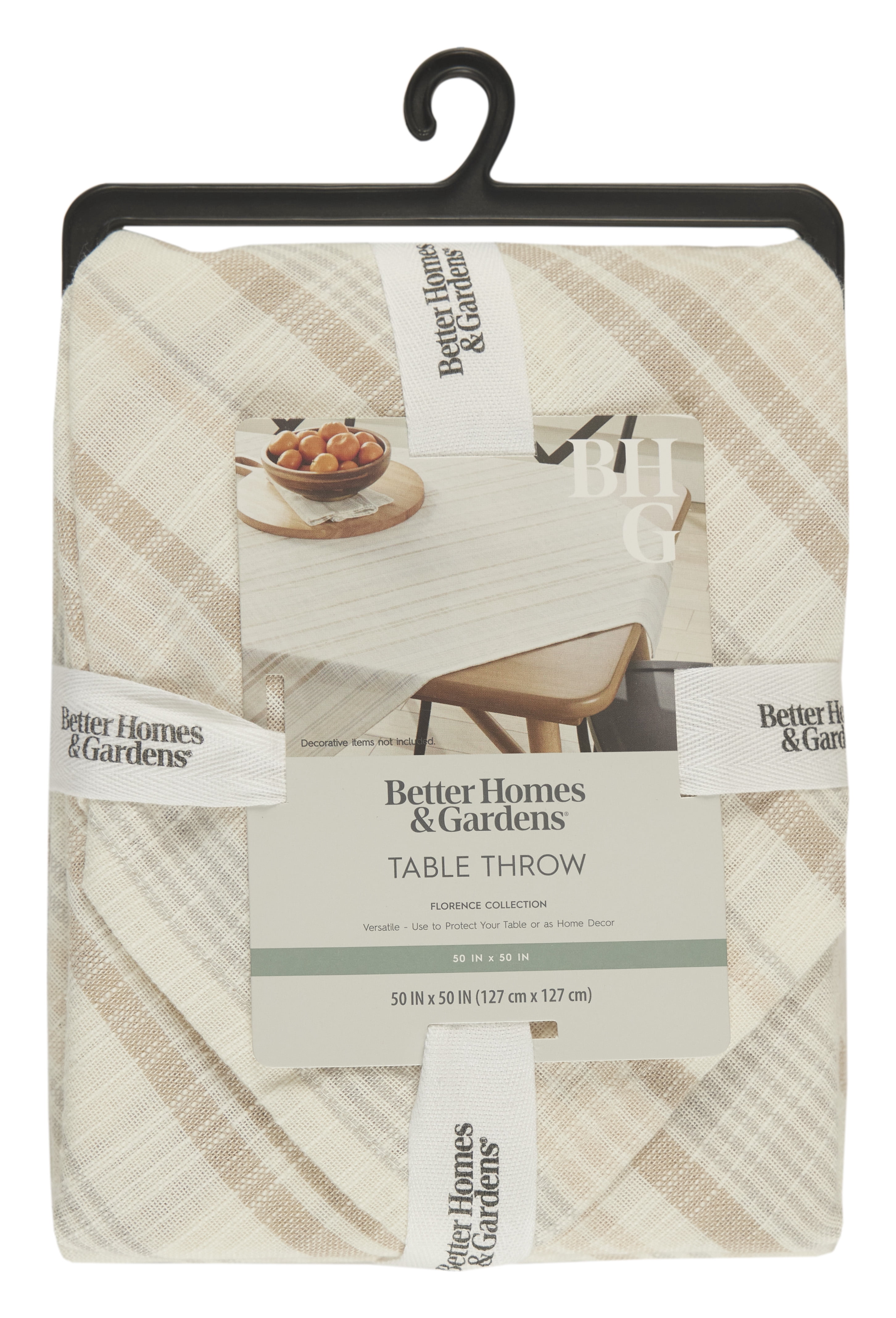 Better Homes & Gardens Natural Stripe Table Throw, 50 in x 50 in, Neutral, 100% Cotton