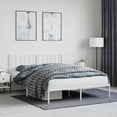 thumbnail image 1 of vidaXL Metal Bed Frame with Headboard White 59.1"x78.7", 1 of 5