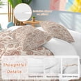 thumbnail image 2 of 3 Piece Brown Flowers Duvet Cover Set Twin Size, Microfiber Comforter/Quilt Cover with Corner Ties and 2 Pillowcases, Vintage Farmhouse Floral Leaves Vines All Season Soft Bedding with Zipper Closure, 2 of 8