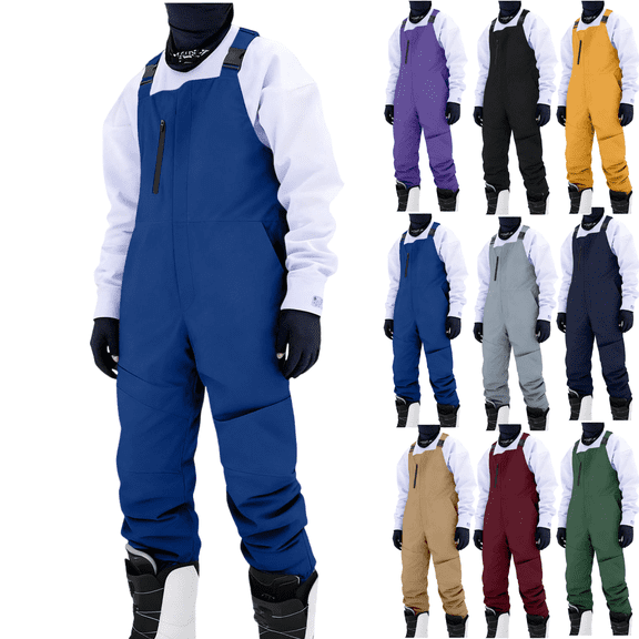 Xdegoge Mens Snow Bibs Ski Pants Softshell Waterproof Insulated Snowboarding Overalls Winter Snowpants