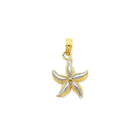 Gold Starfish Charm - 14K Yellow Gold Polished Starfish Charm Pendant - 19mm