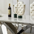 thumbnail image 6 of Modern Dining Table 70" Rectangular Kitchen Table with Imitation Marble Grain MDF Wooden Top & Iniregular Silver Base,Faux Marble Dinner Furniture for Kitchen Dining Room/Meeting Room, 6 of 9