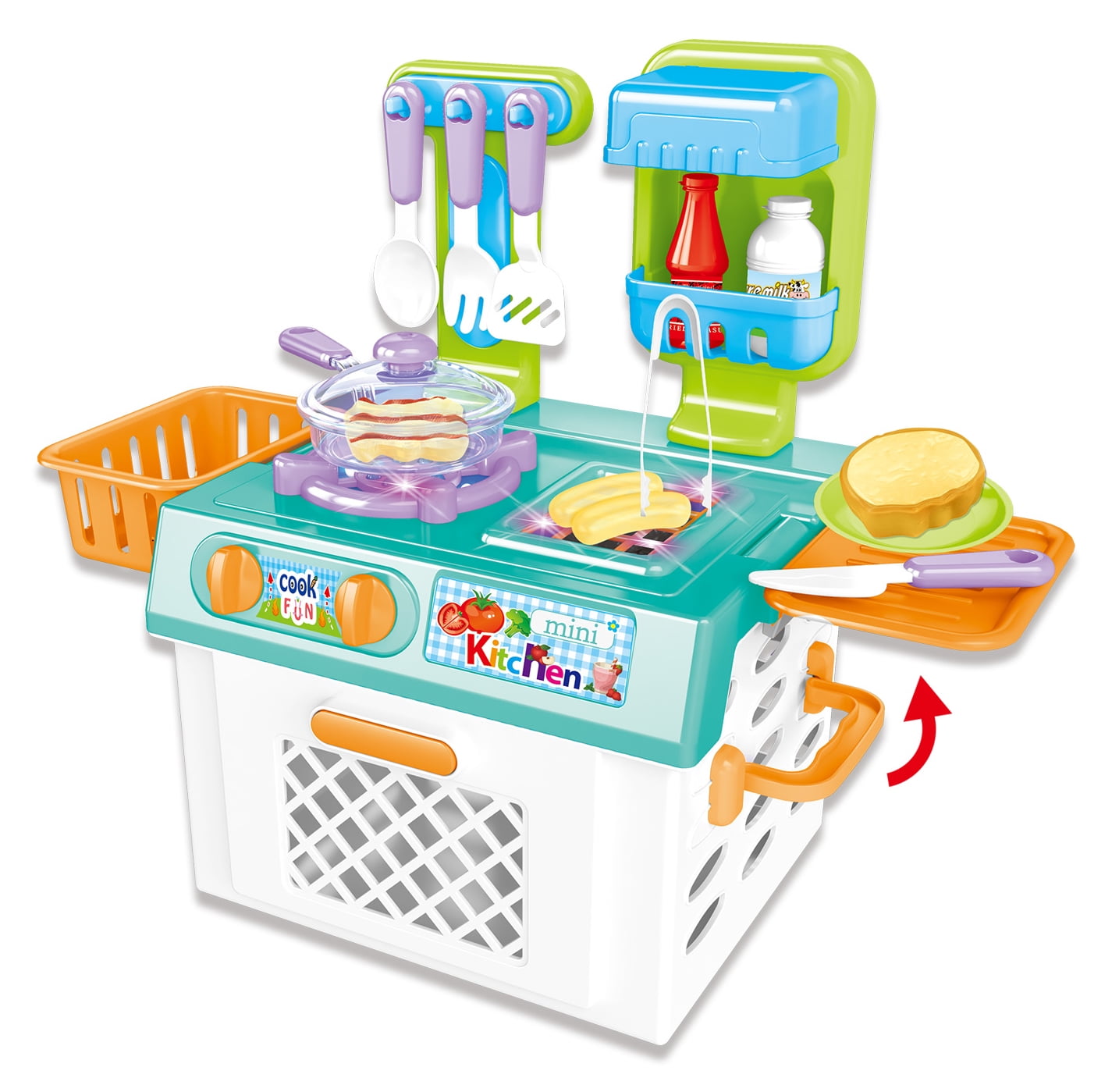 Bisontec Mini Kitchen Playset With Sound And Color Changing Lights For Realistic Cooking PSXG6 PSXG6