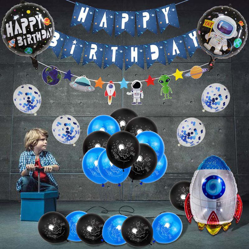 Outer space party decorations Space birthday party supplies Astronaut rocket space balloons Solar system birthday party decorations Space happy birthday balloon banner planet balloons Galaxy party supplies