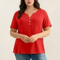 thumbnail image 4 of Tdoqot Womens Plus Size T Shirts with Poccket- V-Neck Casual Loose Fit Short Sleeve Summer Tops Tee Red Size 5XL, 4 of 9