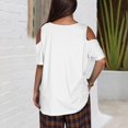 thumbnail image 4 of iHengLiXing Summer Tops for Womens Dressy Casual Women Summer Sexy T- Shirt Cold Shoulder Pullover Blouse-Neck Short Sleeve Solid White M, 4 of 6