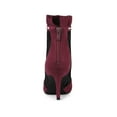 thumbnail image 2 of BLISSFUL STEP Women's Ankle Boots Mesh Stiletto High Heels Ruffle Faux Suede Zebra Pattern Booties Burgundy 7.5, 2 of 7