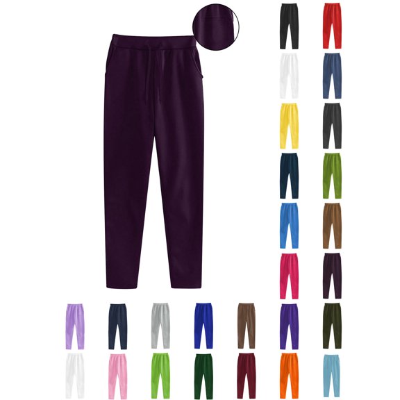 Xaqiouau Women's Pants Casual Trousers Women Sweatpants Solid Large Size Running Fitness Sports Pants With Three Pockets Purple M