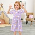 thumbnail image 3 of FORMRS Girls Short Sleeve Dress Summer Casual Round Neck A-line Beach Sundress, Sizes 2T-8T, Purple Cartoon Rabbit Pattern, 3 of 8