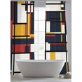 thumbnail image 6 of Yellow Red Blue Geometric Semi Sheer Curtains 84 Inch Length 2 Panels Set, Modern Color Block Abstract Art Sheer Kitchen Curtain Privacy Voile Window Curtain for Living Room Bedroom Rod Pocket Drapes, 6 of 7
