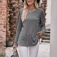 thumbnail image 2 of SWSMCLT Women's Long Puff Sleeve Knit Fall Top Loose Fit Boat Neck Fashion Sweatshirt Pullover Sweater Tshirt Soft Ribbed Dark Grey Small, 2 of 4