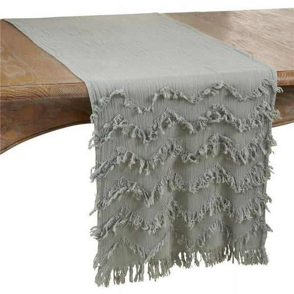 SARO 1872.BG1672B 16 x 72 in. Oblong Chevron Table Runner with Fringe Design