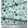 thumbnail image 3 of Soimoi Green polyester Crepe Fabric Star & Snowflakes Text Fabric Prints By Yard 52 Inch Wide, 3 of 5