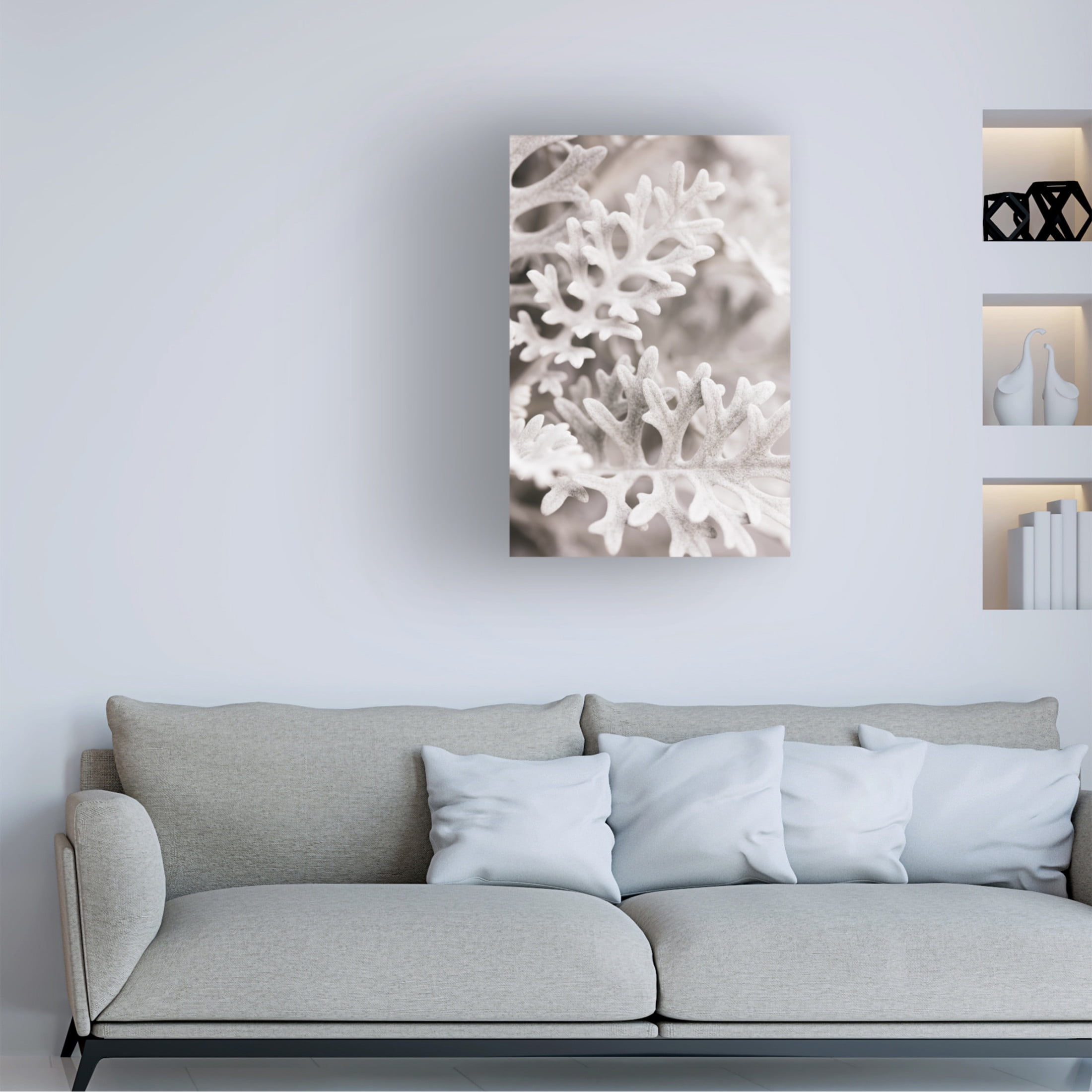 Trademark Fine Art Pictufy Studio Silver Leaves Canvas Wall Art