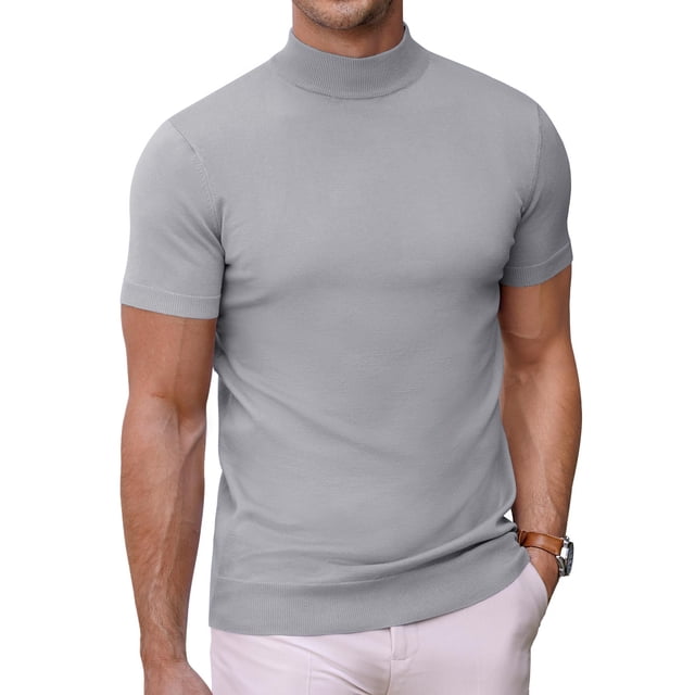 Jersey COOFANDY de manga corta para hombre, corte ajustado, cuello alto