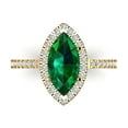 thumbnail image 2 of 2.38ct marquise cut green emerald 18k yellow gold halo Bridal Wedding Engagement Promise Anniversary Ring for Women size 5.75, 2 of 7