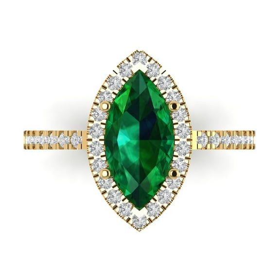 Clara Pucci 14K Yellow Gold 2.38ct Emerald Halo Ring for Women