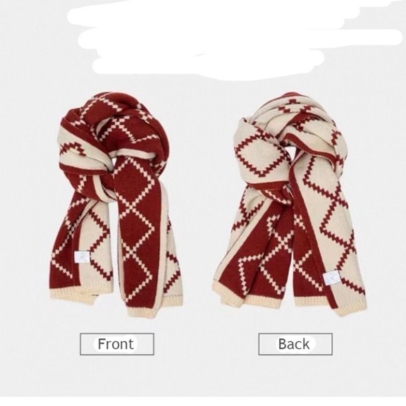 Plaid Double Sided Dressing Thickened Neckerchief Long Scarves Knitted Scarf Women Scarf RED