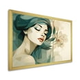 thumbnail image 2 of Designart "Silhouette of Woman in Green and Beige I" Fashion Framed Wall Art Decor - Glam Green Fashion Woman Entryway Framed Wall Art Print, 2 of 6