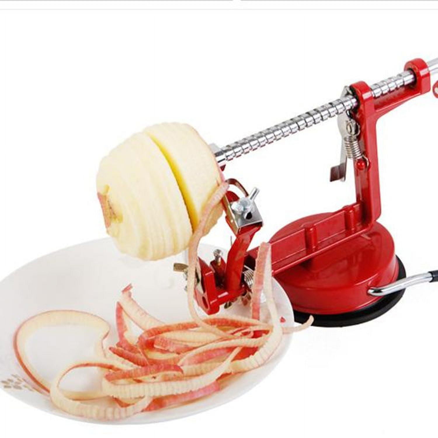 Chockeie Apple Peeler Slicer Corer With Stainless Steel Blades And Powerful Suction Base For Apples Pears Potatoes Red Red