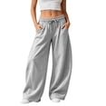 thumbnail image 2 of Stralyhd Wide Leg Womens Sweatpants Baggy High Waisted Fleece Pants Fall Sweat Trousers Travel Fashion Outfits with Pockets Dark Gray M, 2 of 4