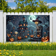 thumbnail image 3 of Spooky Scene Halloween Banner Gothic Theme Pumpkin Lantern Skeleton Design Cemetery Setting for Halloween Party Event Decor, 3 of 5