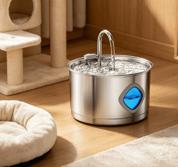 US Standard Adapter Stainless Steel Pet Water Dispenser 2.8L