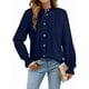 thumbnail image 1 of Blusa elegante para mujer, casual, con botones, azul marino, 1 of 6