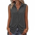 thumbnail image 5 of ClodeEU Women's Mandarin Collar Sleeveless Button Front Shirt,Casual Loose Fit Summer Tank Top Gray,Women's Plus XXL, 5 of 8