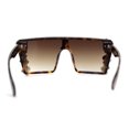 thumbnail image 4 of Dripping Huge Rhinestone Flat Top Shield Oversize Sunglasses Tortoise Brown, 4 of 4