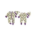 thumbnail image 2 of BemeyourBBs Newborn Baby Boys Girls Mardi Gras Outfit Footed Romper Hat Set Long Sleeve Printed Zip Up Footie Jumpsuit Cute Infant Spring Fall Winter Clothes, 2 of 9